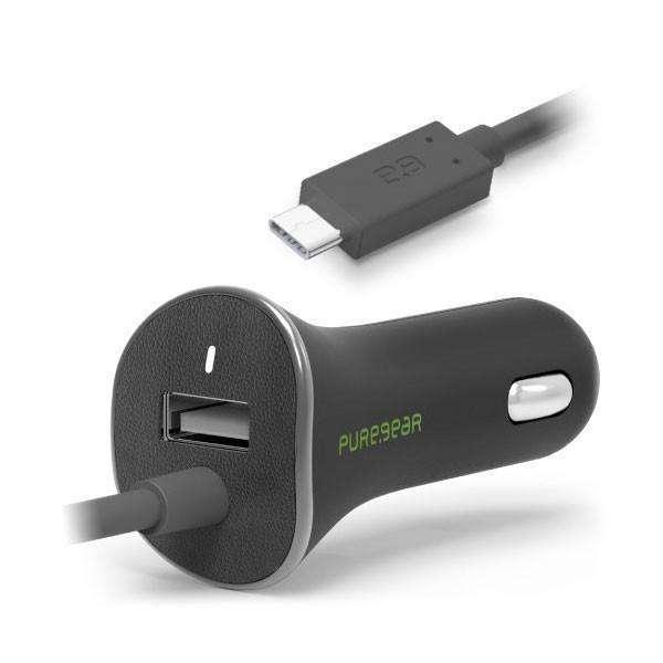PureGear s8 or motorola Car Charger Corded USB to USB Type C 24W usb type c - Fastbatterycharger.com